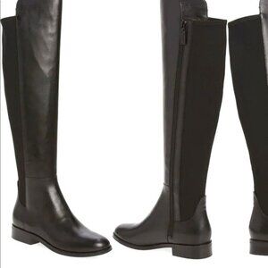 New COLE HAAN Black Chase Leather & Suede combo Over the Knee Boots 7 MSRP $300
